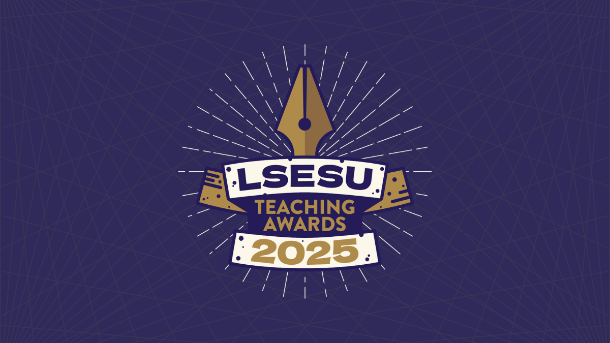 A student receiving an award at the LSESU Teaching Awards