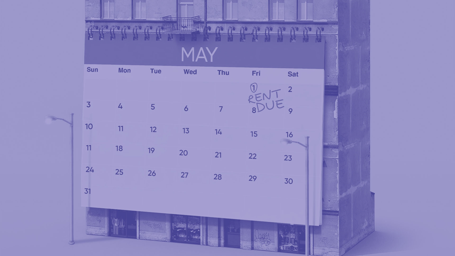 A calendar shows a date circled for when rent is due