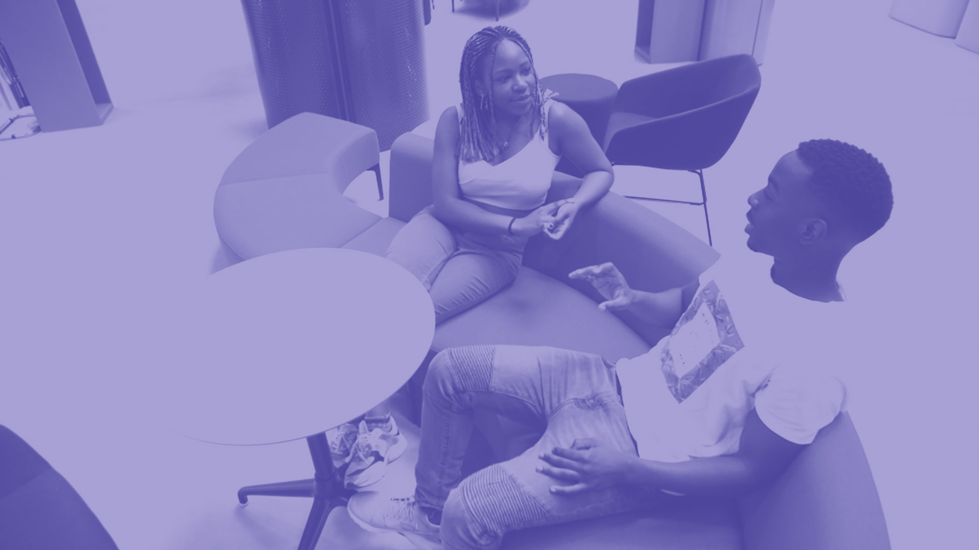 Two students sat down talking