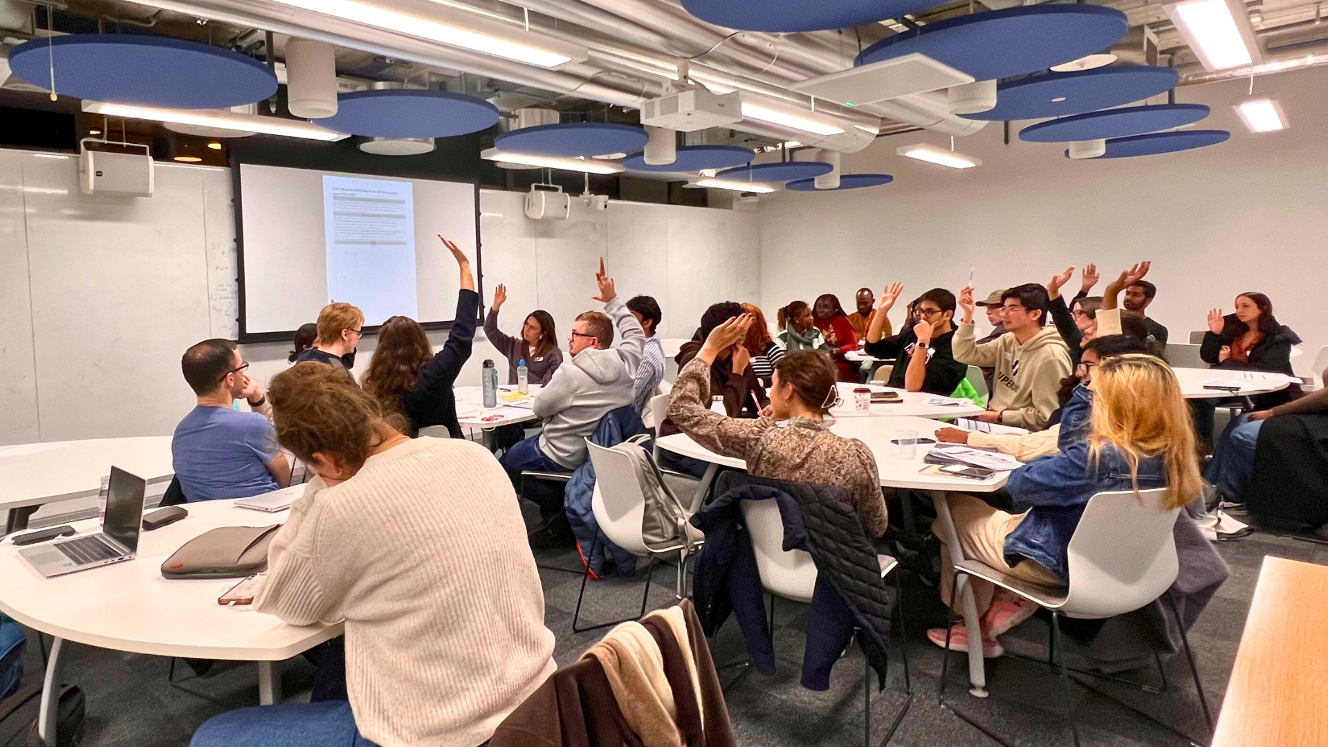 Students attending a Student Members' Meeting in a lecture theatre