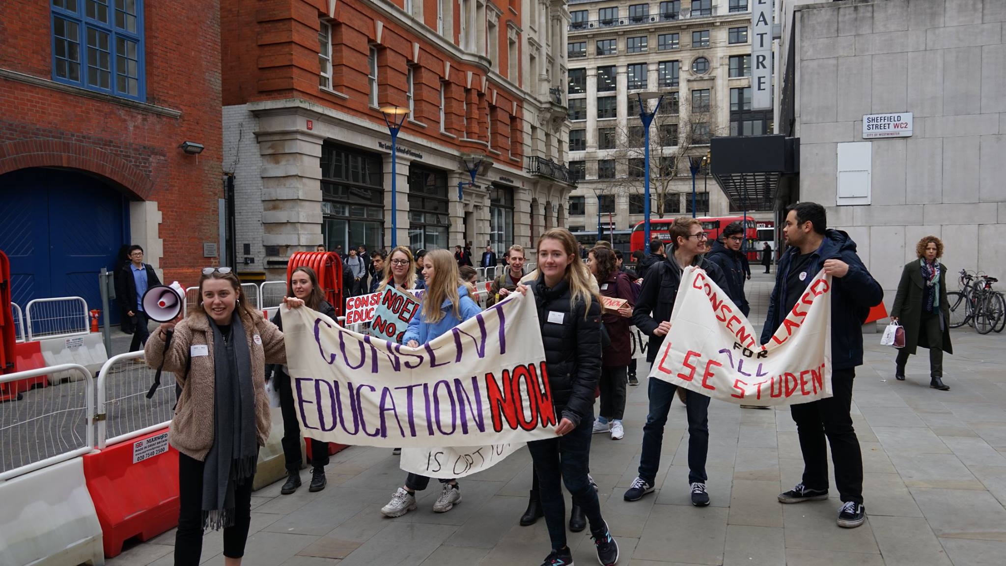 Students attending a consent education demonstration