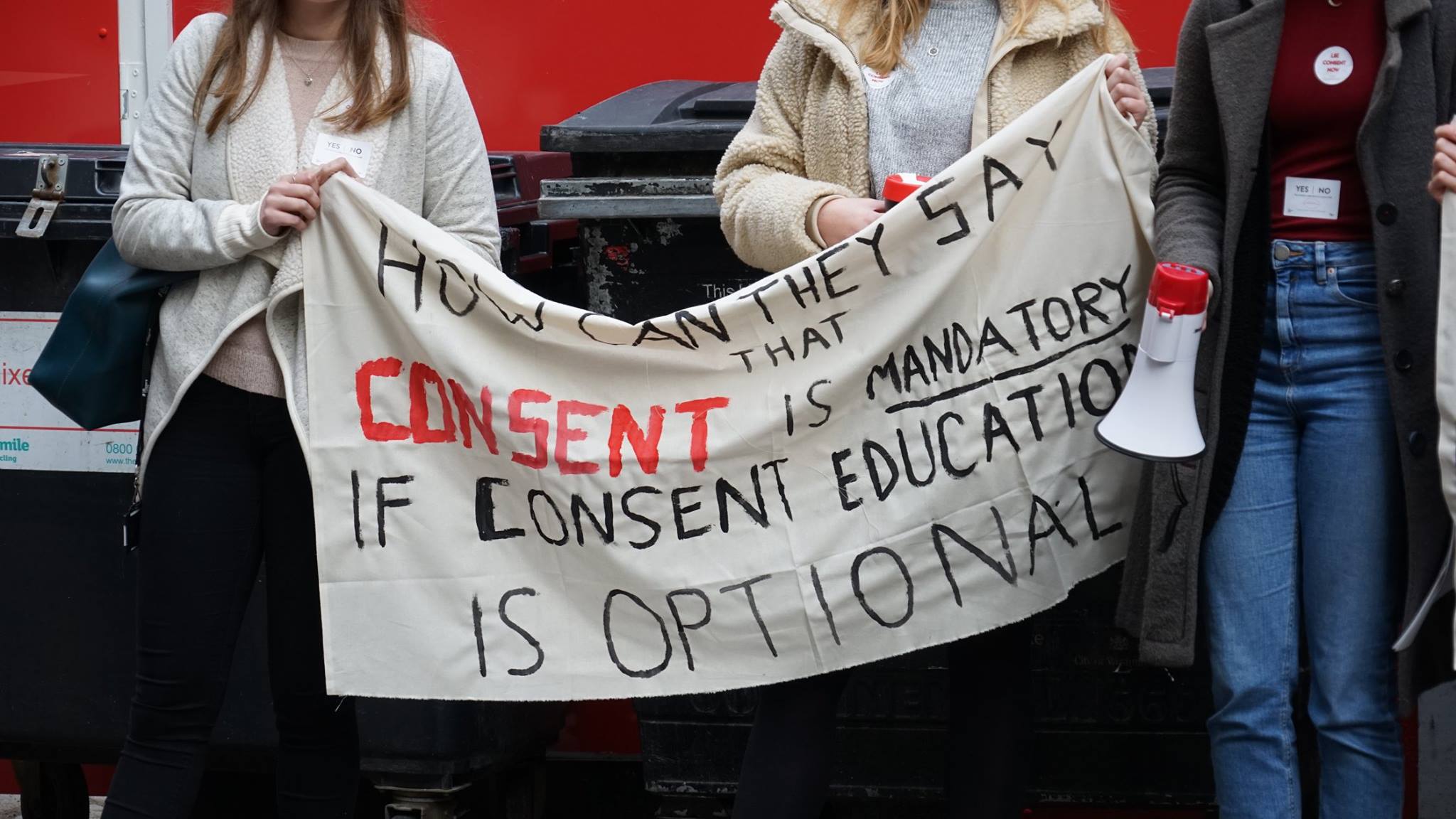Students attending a consent education demonstration
