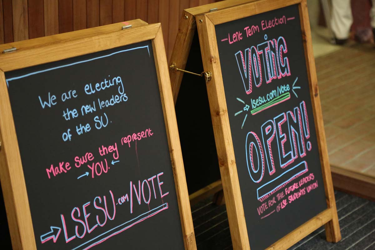 A-boards encouraging students to vote in the SU Elections