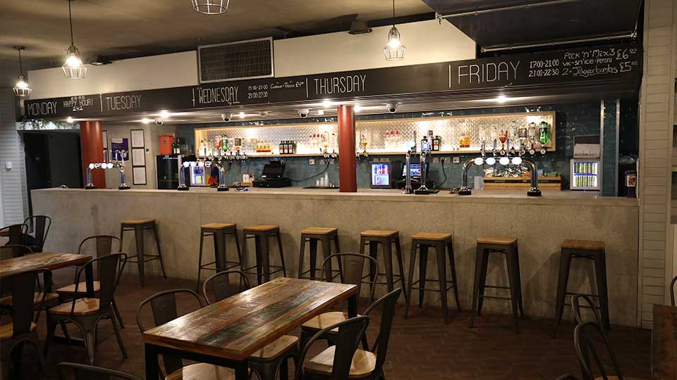 A photograph of the bar at The Three Tuns