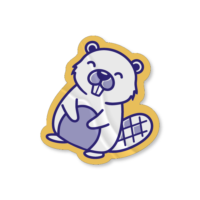 An illustrated sticker of the LSESU beaver mascot