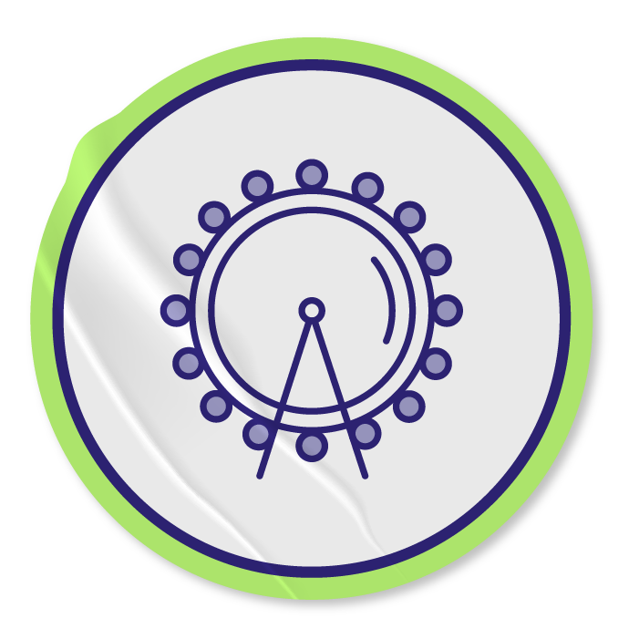 An illustrated sticker of the London eye