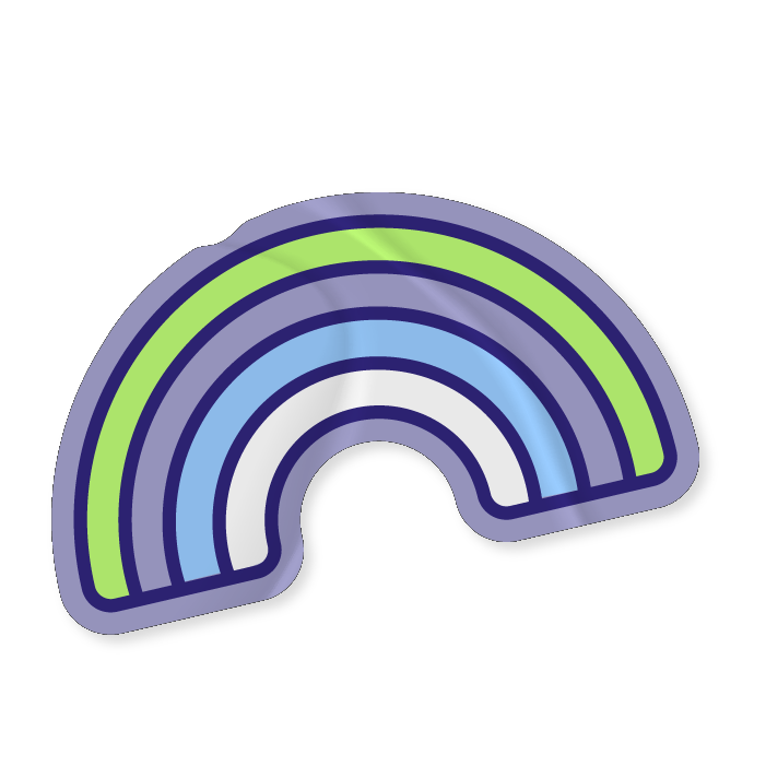 An illustrated sticker of a rainbow